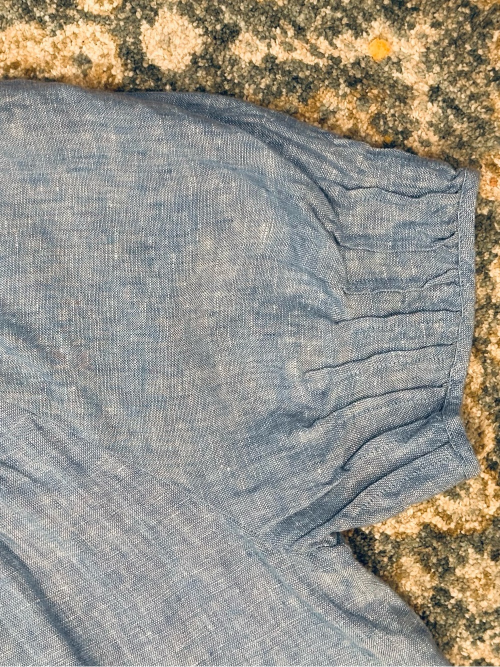 Lands' End Chambray Puff-Sleeve Tiered Midi Dress — Light Blue - Picture 4 of 10